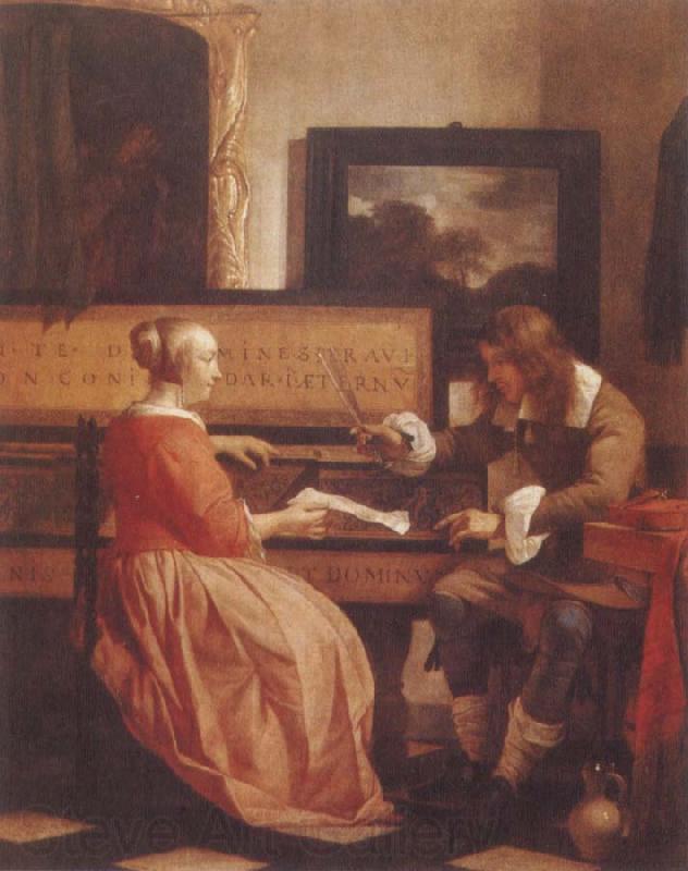 Gabriel Metsu A Man and a Woman Seated by a Virginal Spain oil painting art